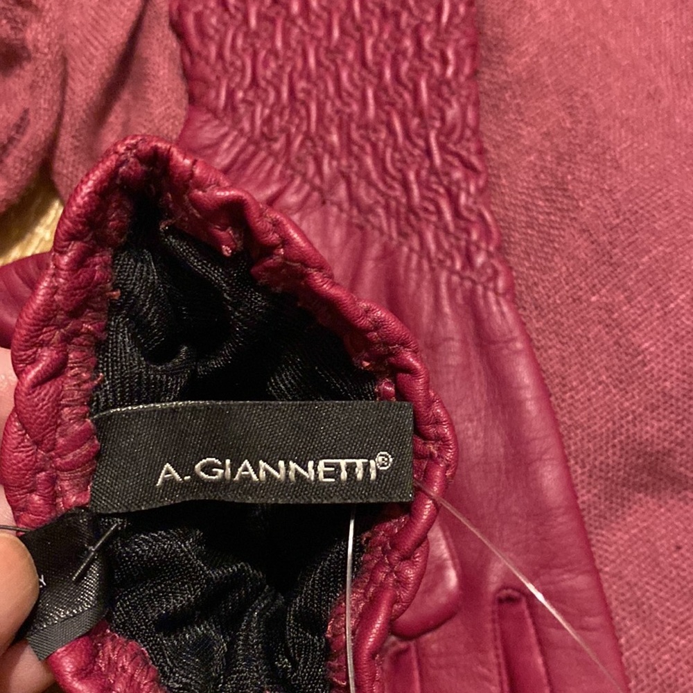 Leather Gloves. Berry color Lg - Picture 5 of 6